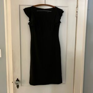 Ann Taylor black dress with ruffle cap sleeves